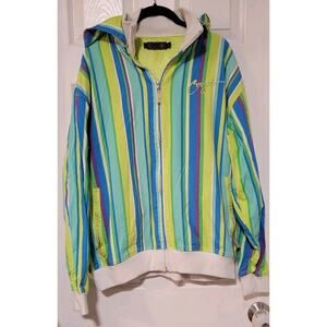 Vintage 90s Y2K Coogi Multi Colored Striped Full Zip Jacket Size XL Hip Hop